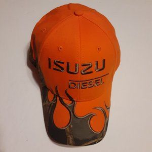 NWOT Isuzu Diesel Blaze Orange With Camo Flames Hat/Cap by Mountain Lakes, Inc